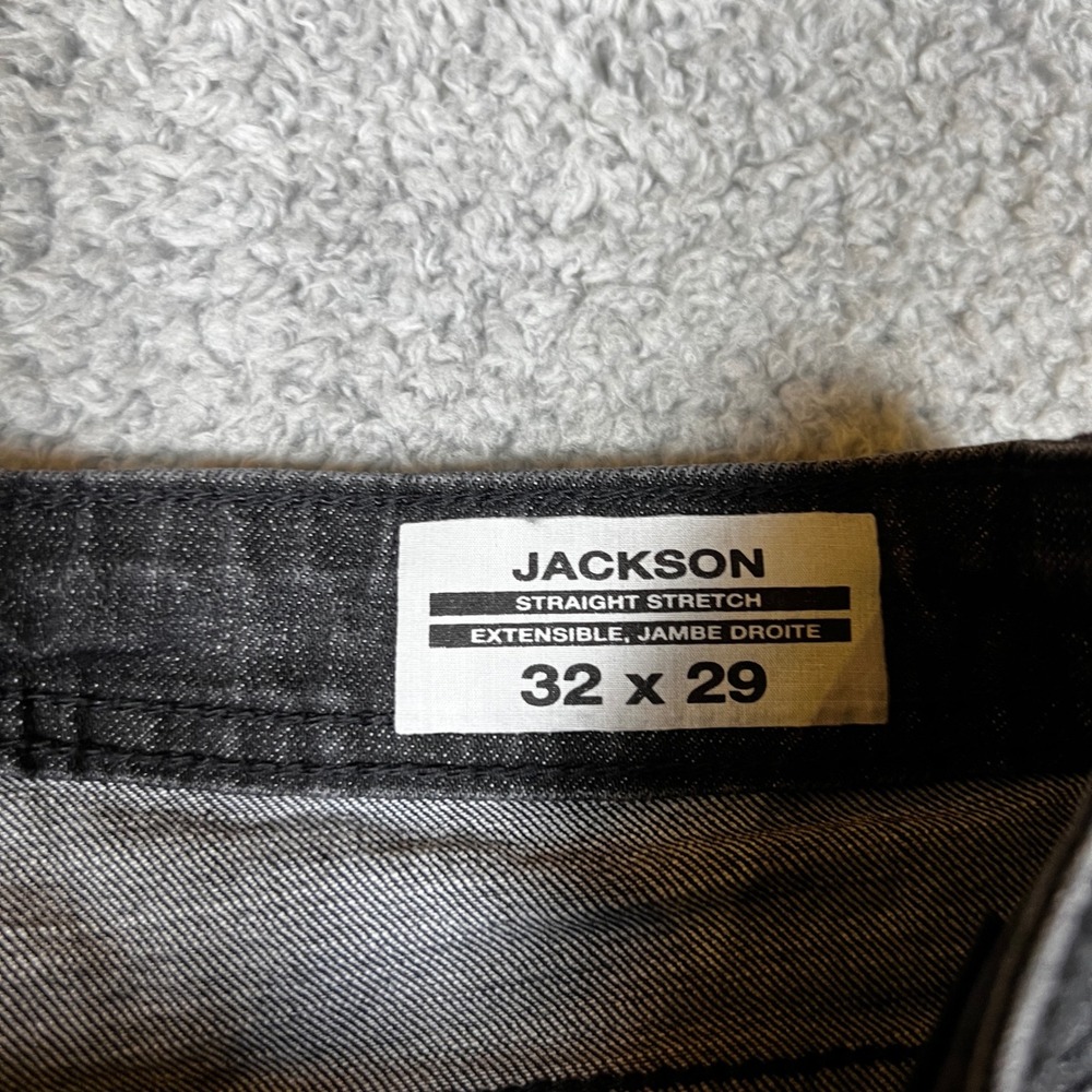 Buffalo Jackson Jeans Mens 32x29 Black Excellent Straight Stretch Faded Denim - Picture 7 of 9